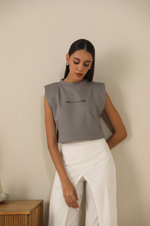 Rolled Shoulder Crop Top